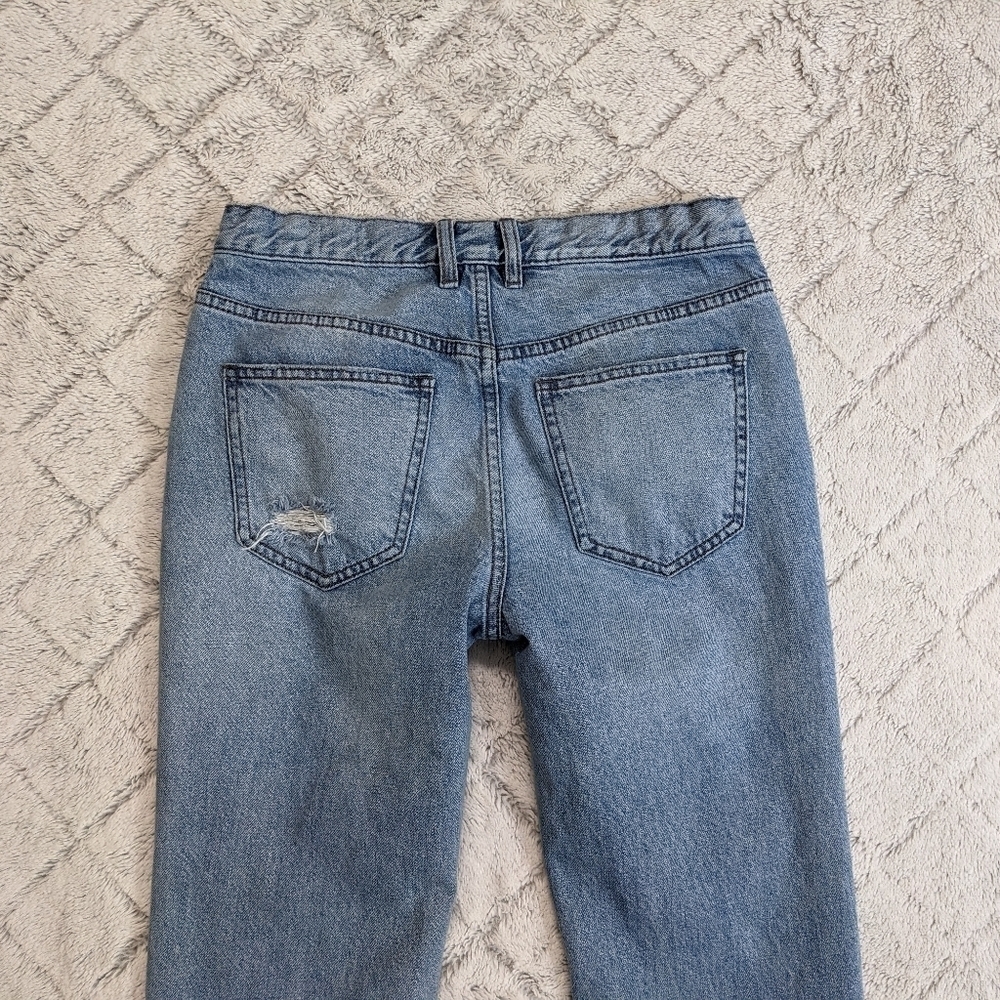 We The Free People Chewed Up Mid Rise Straight Jeans Women's 26 Indigo Blue - Picture 2 of 8